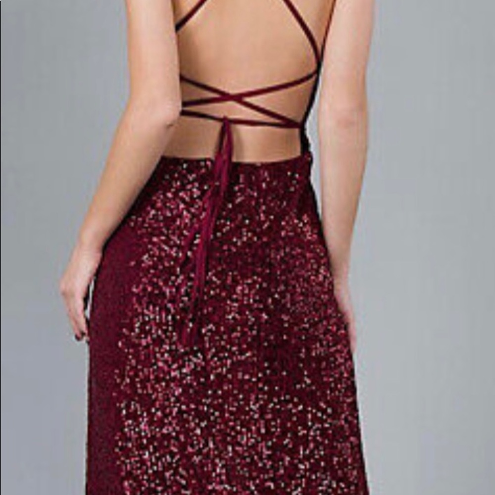Wine sparkle dress. Front slit